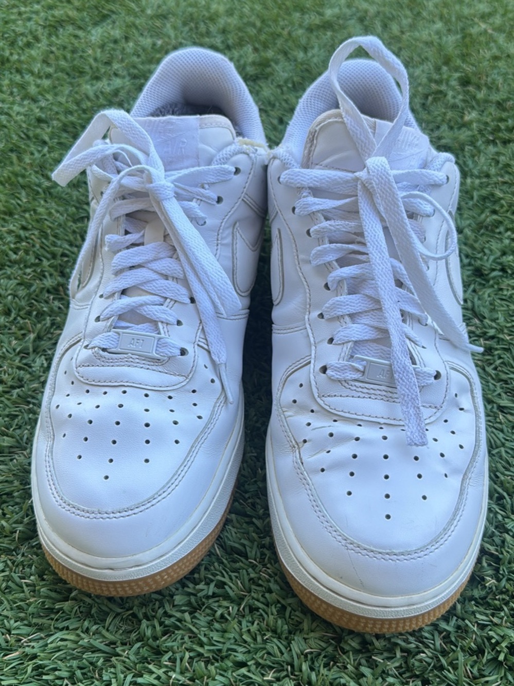 Nike White Leather Low-Top Sneakers with Gum Outsole